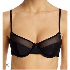 Solid & Striped The Emily Underwire Black Mesh Bikini Top Medium Swim